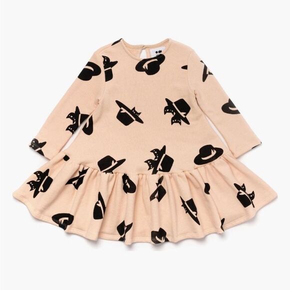 OmamiMini New 3-6 Months Pale Pink‎ Cats and Hats Ruffle Dress - Picture 1 of 7